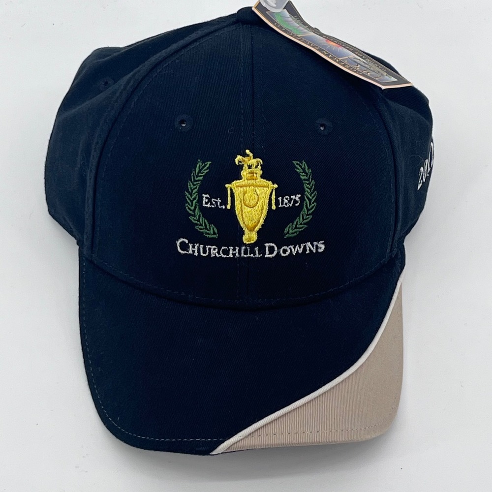NWT Churchill Downs 2012 Trophy Cap Dorfman Pacific Black Putty Hat KDBC166-BLK